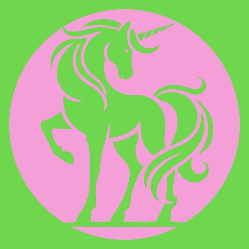 Pink Unicorn Silhouette Circle