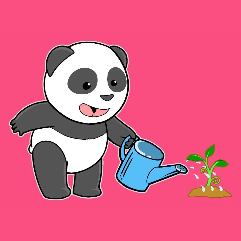 Panda Pandabär Gärtner Gießkanne