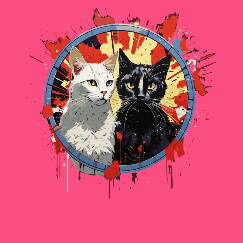 Noir et blanc Chat Boxe Match Boxe