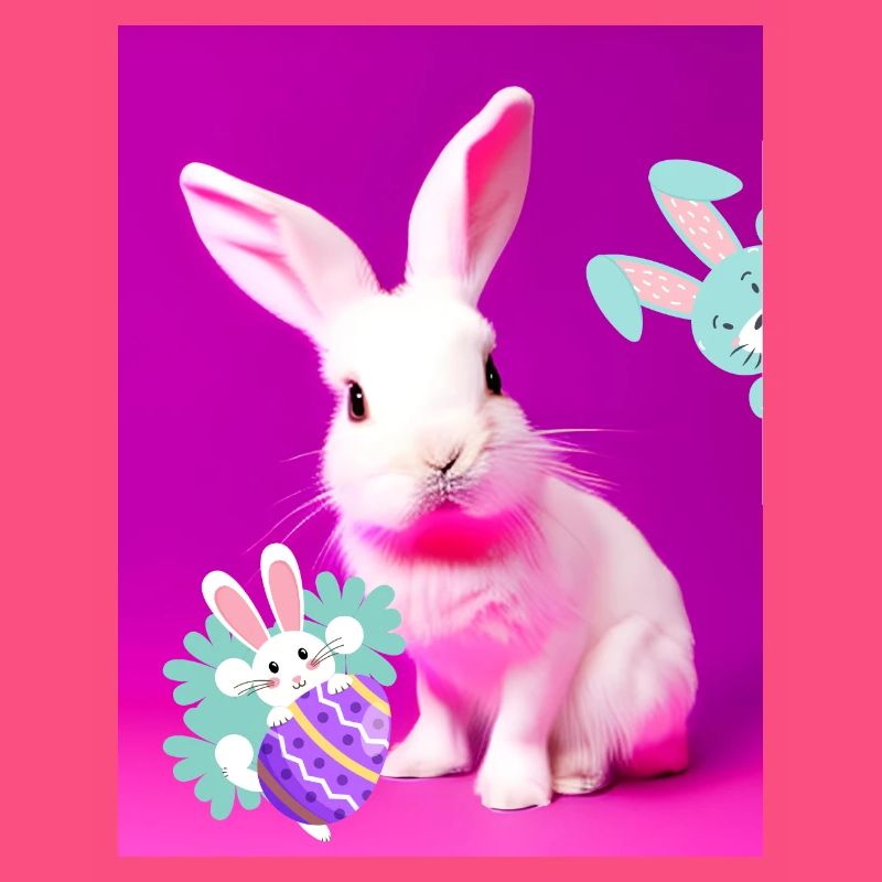 Pink Easter Bunny with Easter Egg Pink