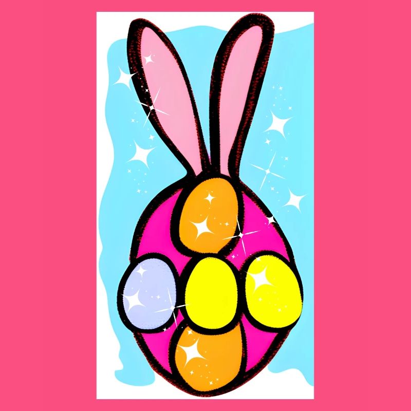 Colorful Easter Bunny Eggs Illustration
