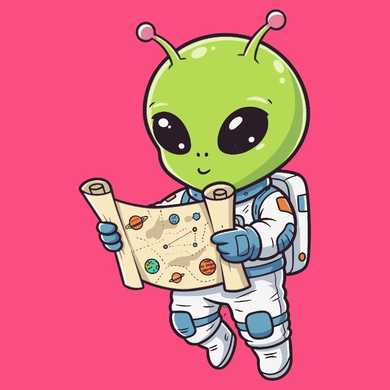 Alien Astronaut with Map