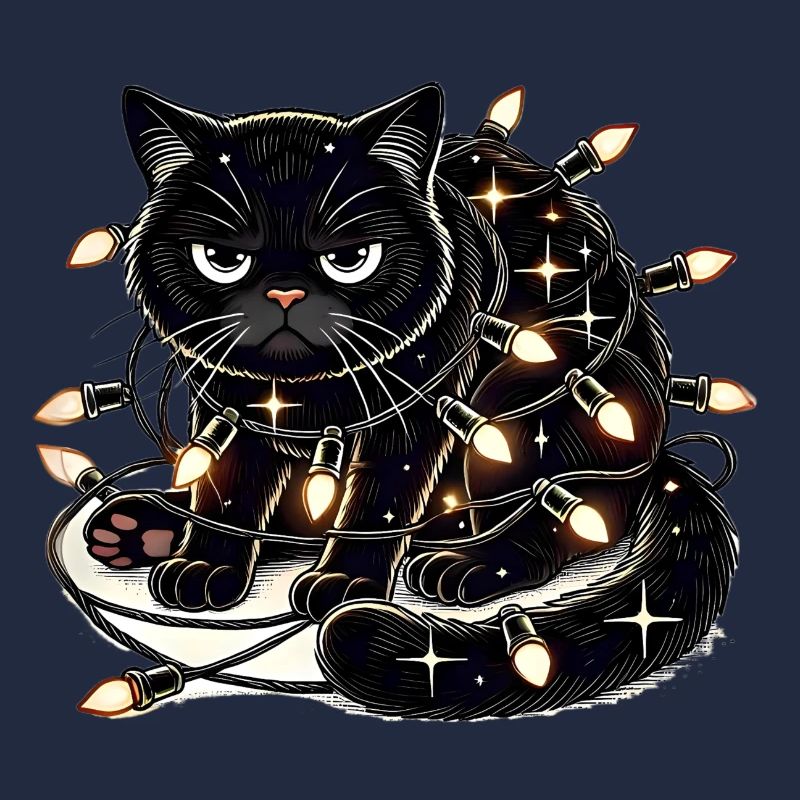 Grumpy Christmas Cat. Meow but please without tinsel