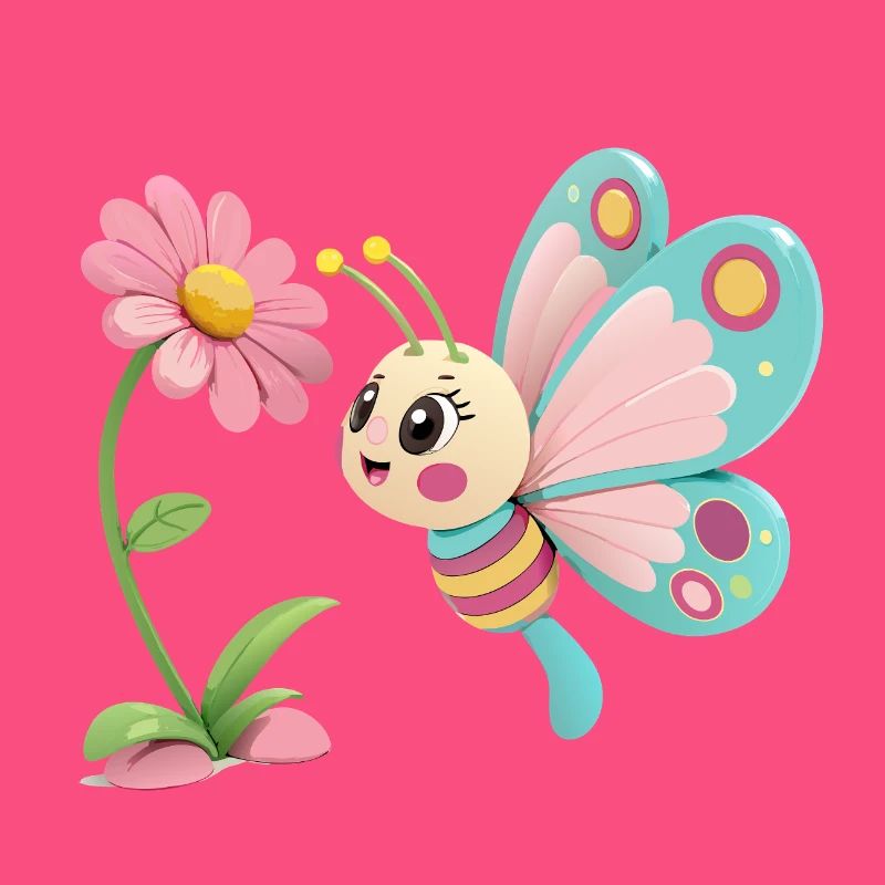 Papillon joyeux face à une fleur