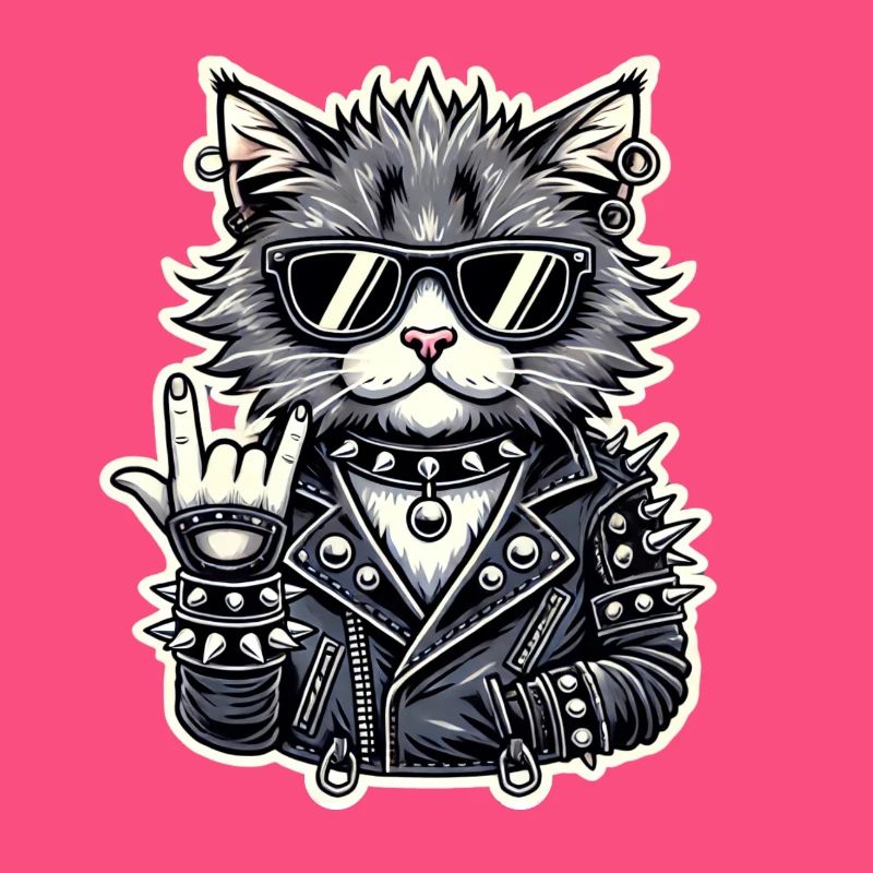 Rockiger Katzenstil mit Lederjacke