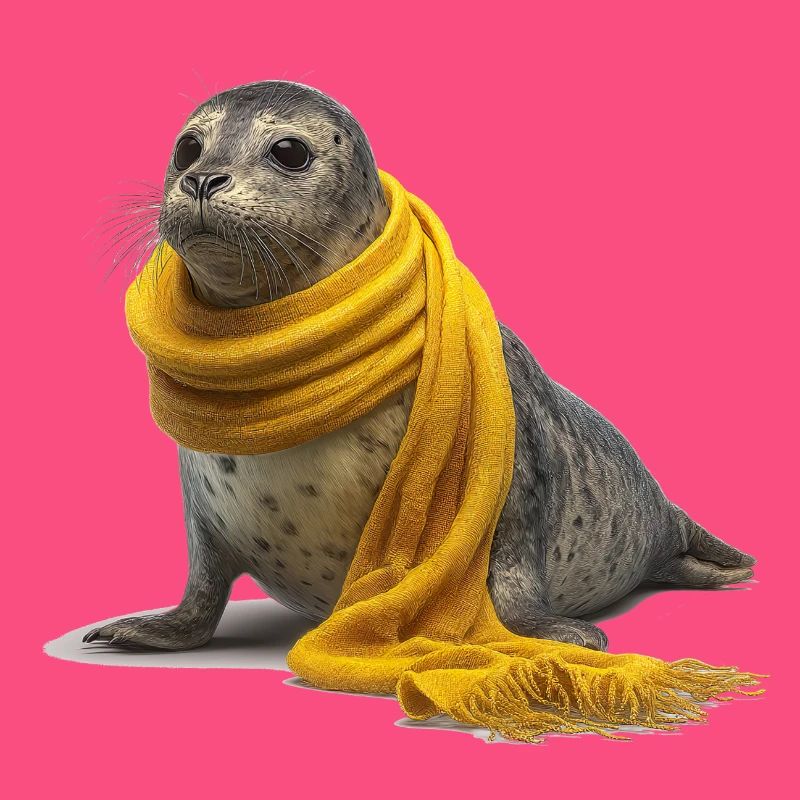 Phoque mignon avec écharpe jaune
