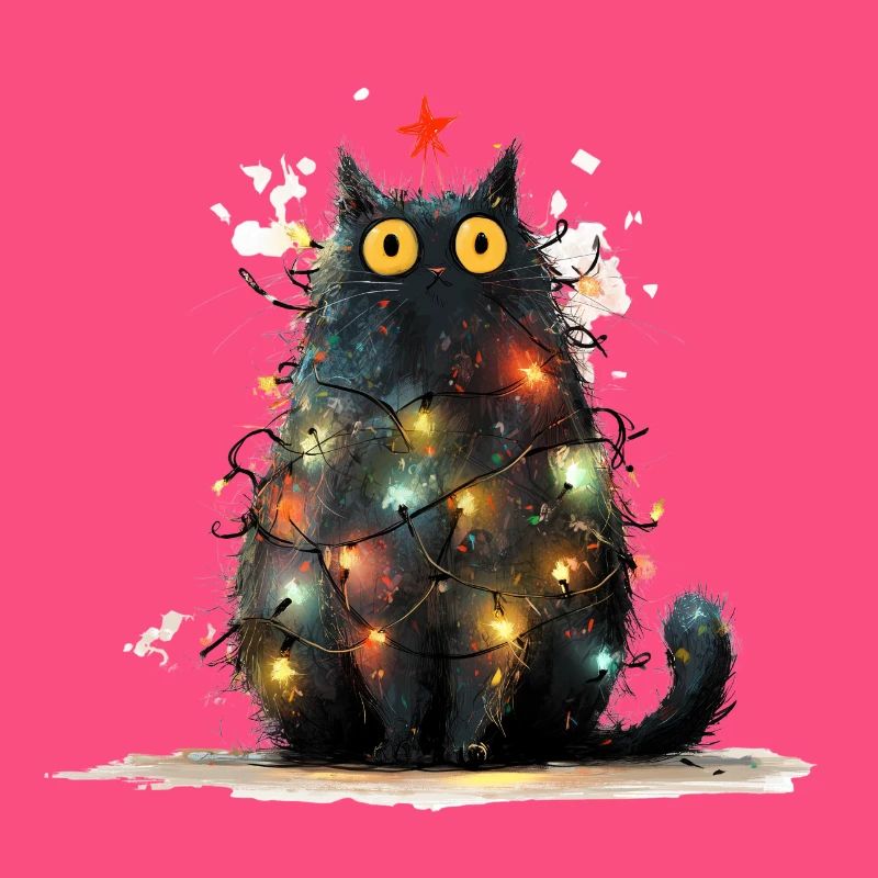 Chat de Noël Chat Noir comme Sapin de Noël