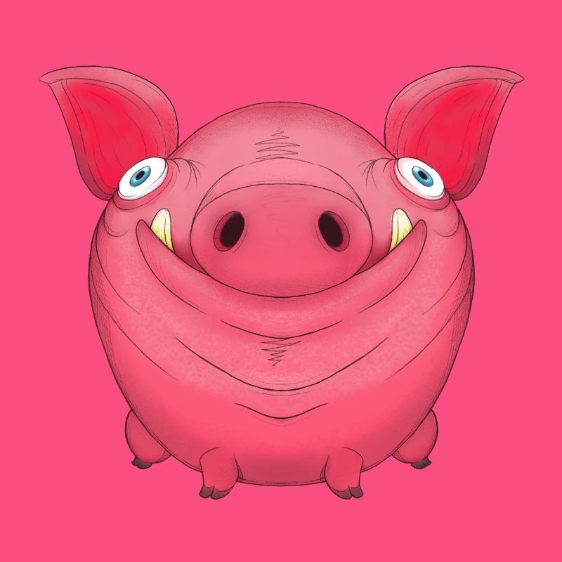 Mignon rond dessin animé cochon
