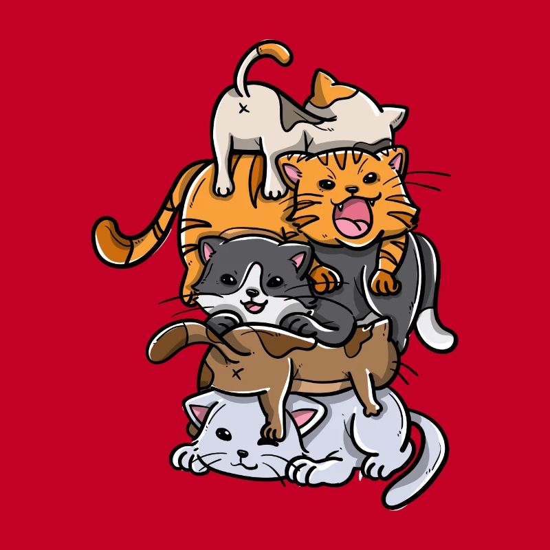 Sleeping Cats Stack Anime Chatons Kawaii