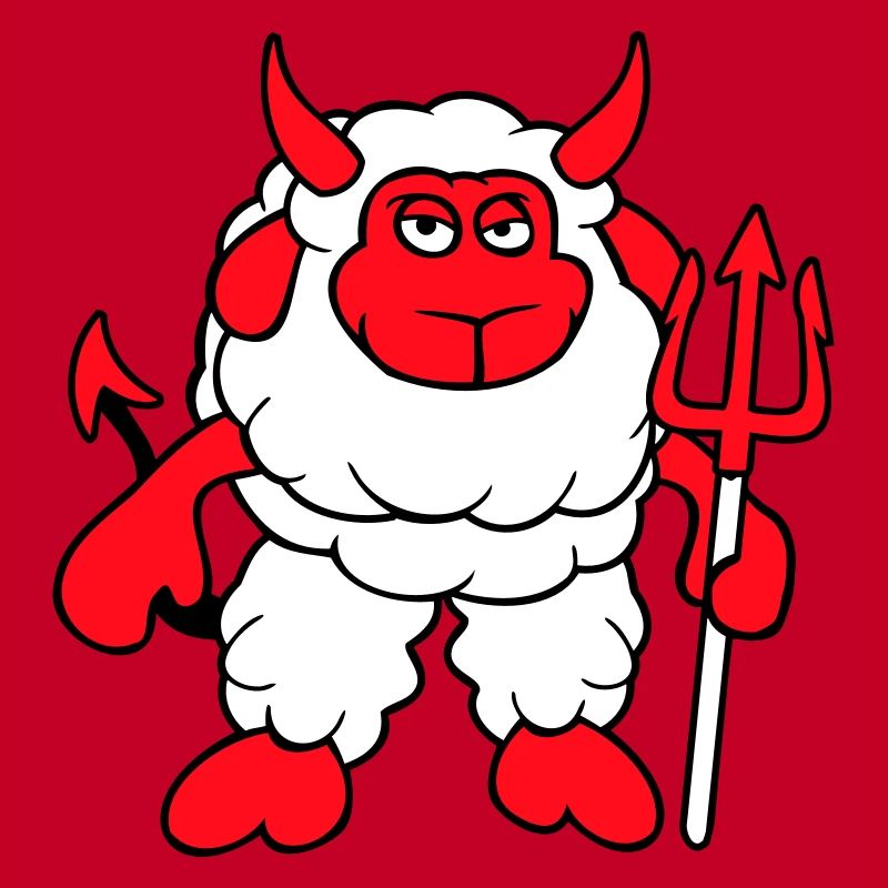 Mouton Diable Satan Enfer Mal Trident Cornes Cool