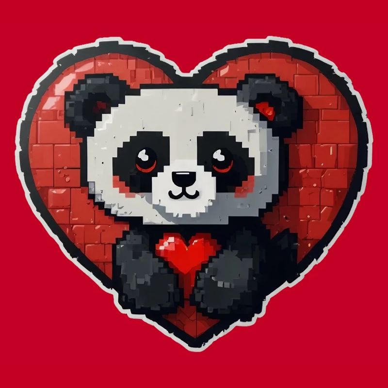 Pixel-Panda mit großem Herz