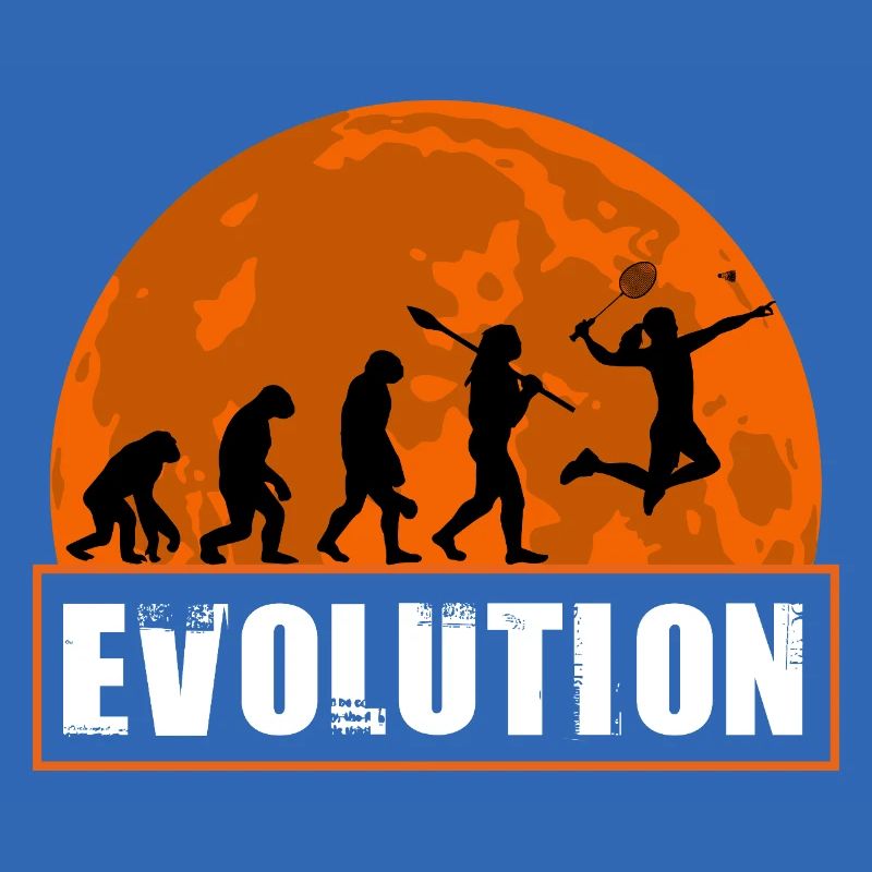 Badminton Evolution Spieler Retro Moon Sport