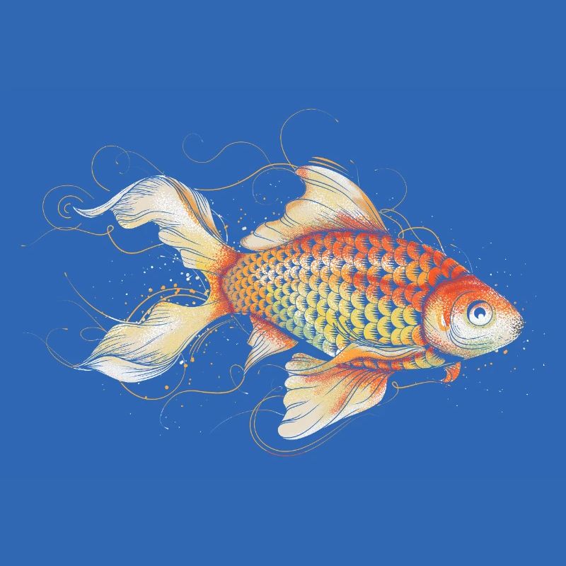 Poisson rouge en filigrane dans des tons orangés doux