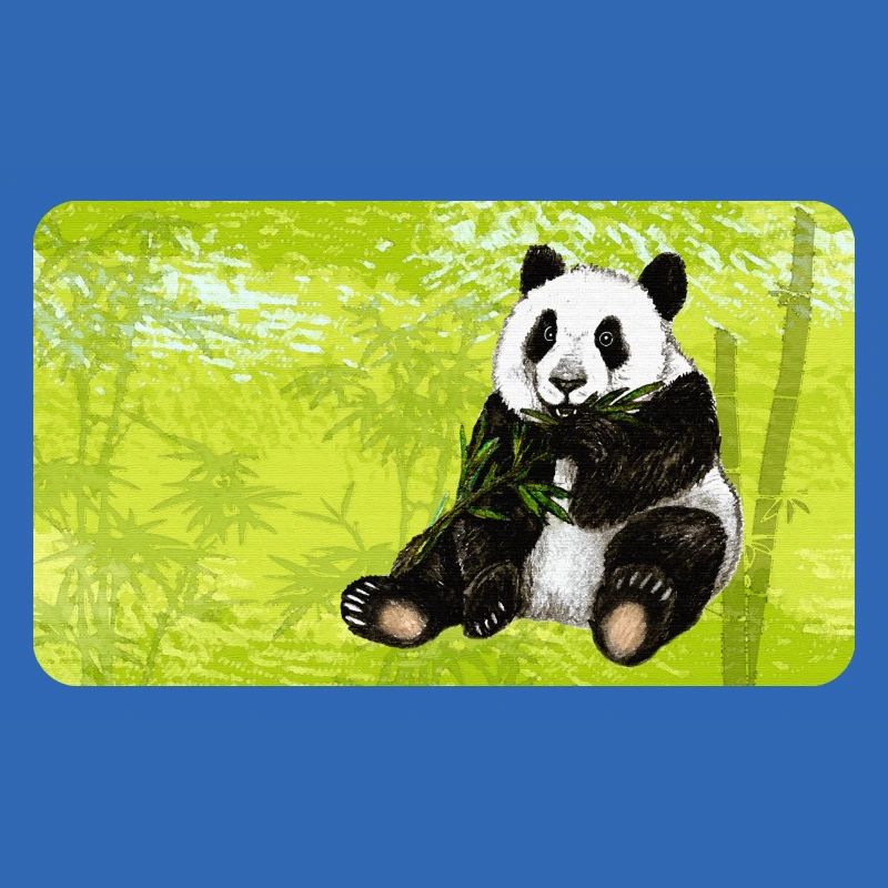 Cute panda bear with bamboo in bamboo forest