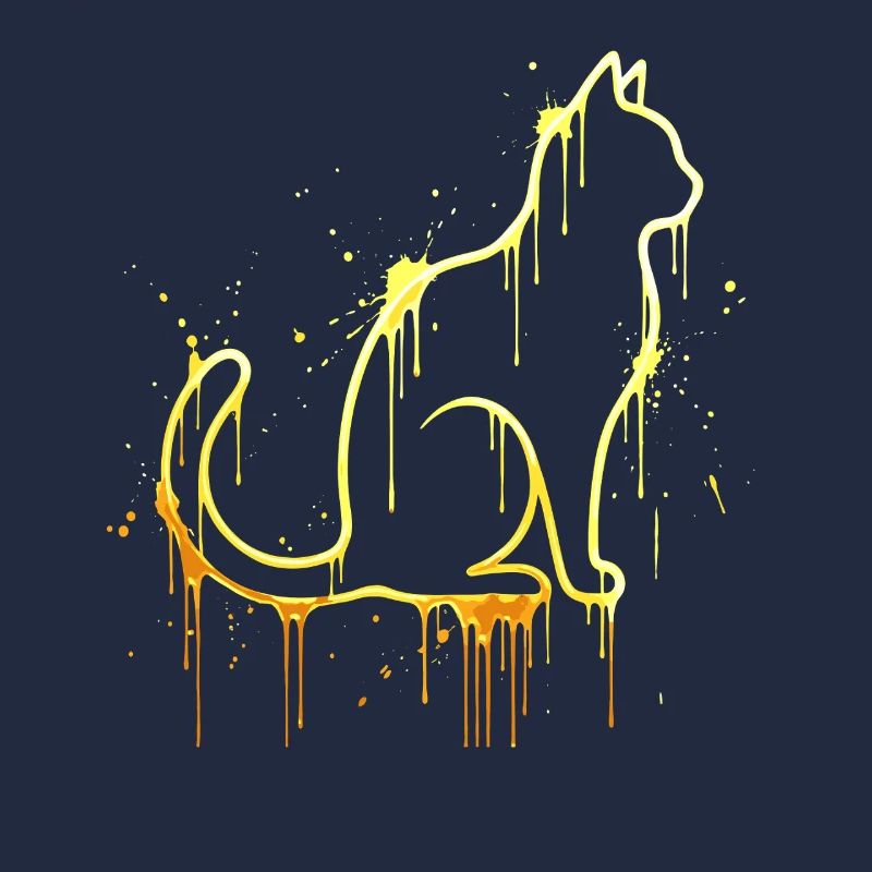 Look doré silhouette de chat – Élégant chat