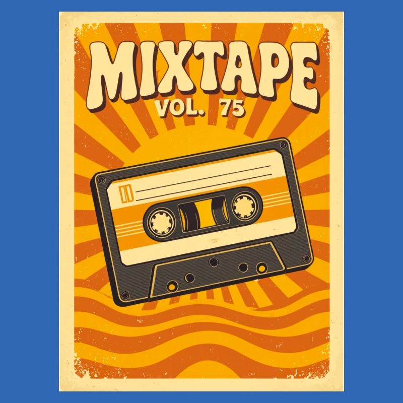 Retro-Mixtape-Illustration mit warmen Siebzigern
