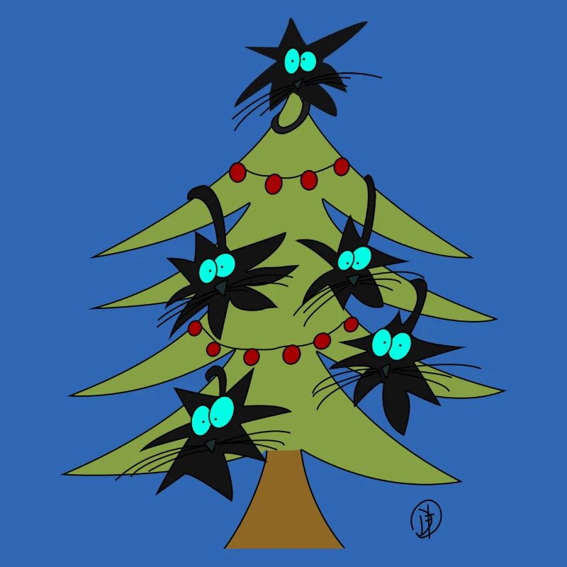 Weihnachtsbaum mit Katzen