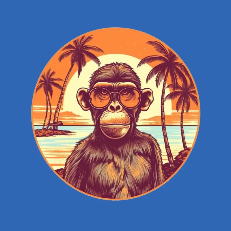 Stylish monkey in sunset scenery