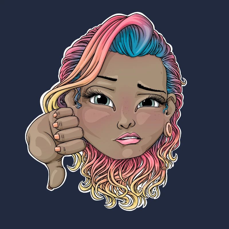 Cheveux multicolores avec geste de désapprobation