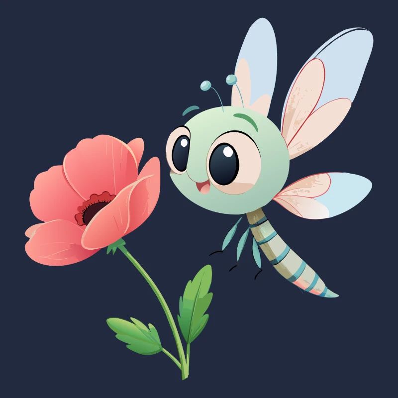 Baby Bunte Libelle in der Nähe einer Blume (v02)