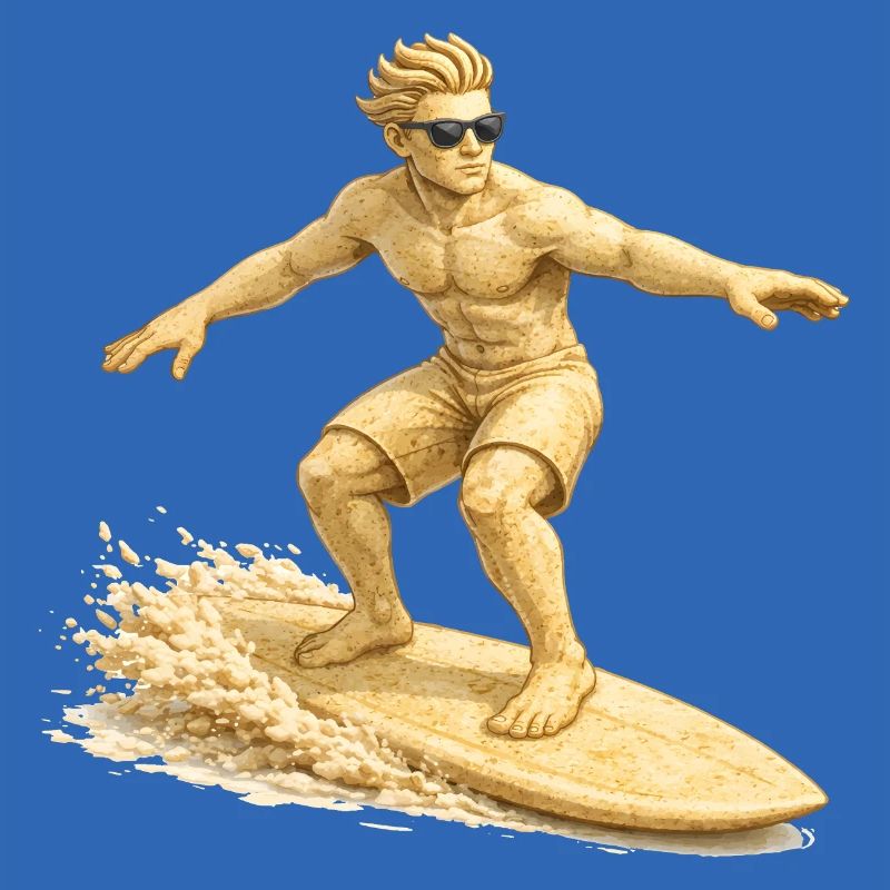 Surfeur de sable sur la planche de surf