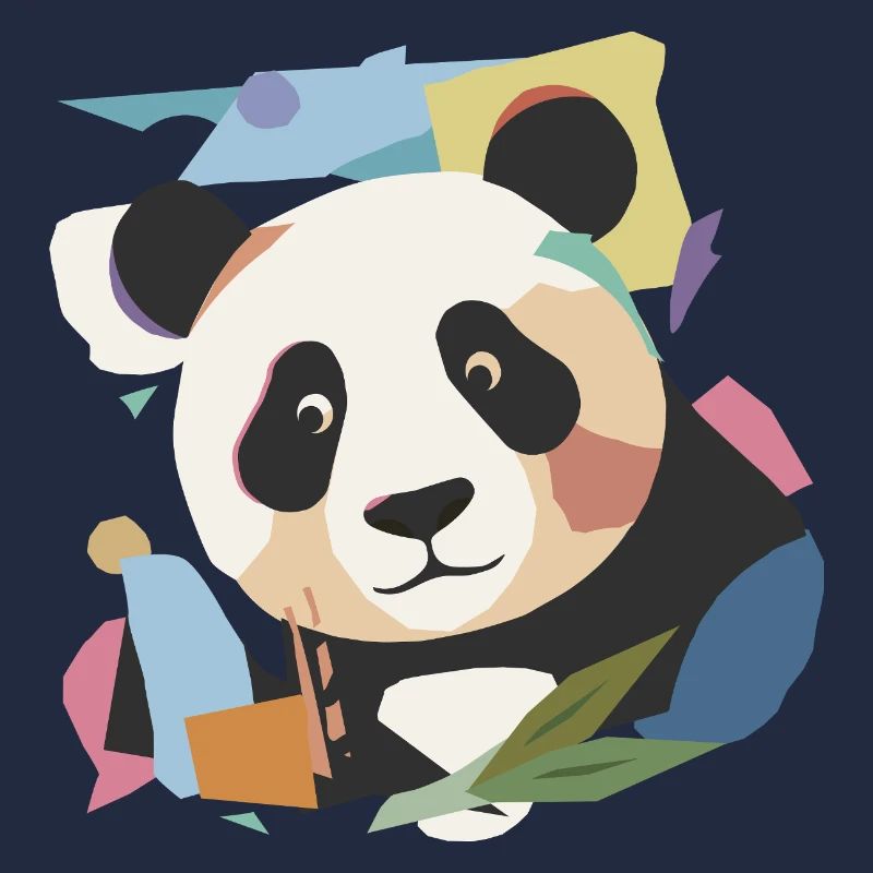 Fröhlicher Panda in moderner Collage-Optik