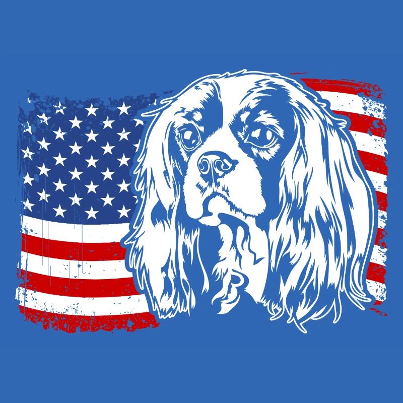 Cavalier King Charles Spaniel US America Flag
