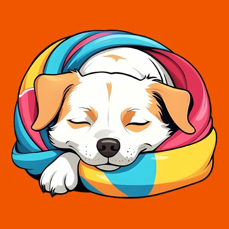 Schlummernder Welpe Regenbogen Schal