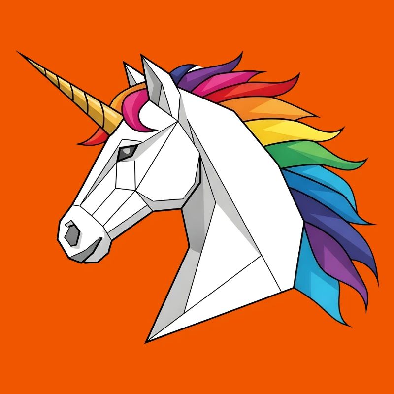 Geometrisches Einhorn mit Regenbogen