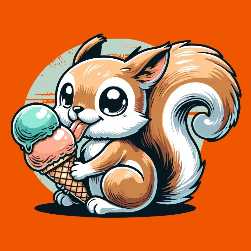Écureuil de dessin animé mignon avec de la crème glacée