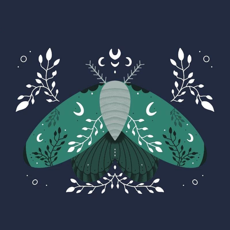 Papillon de nuit vert avec feuillage