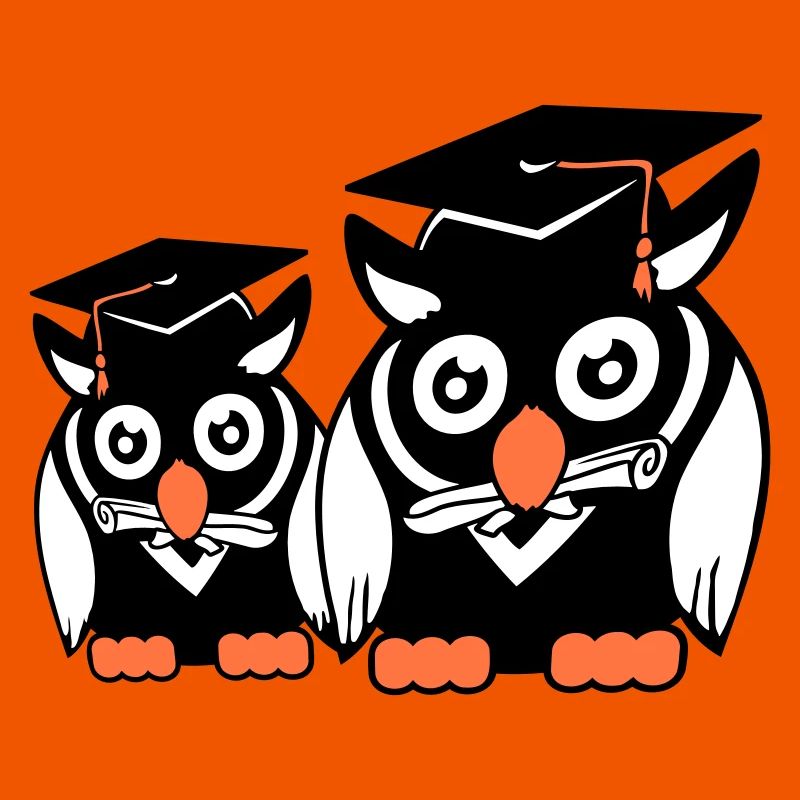 2 Eulen Schulabschluss College Abitur Student Team