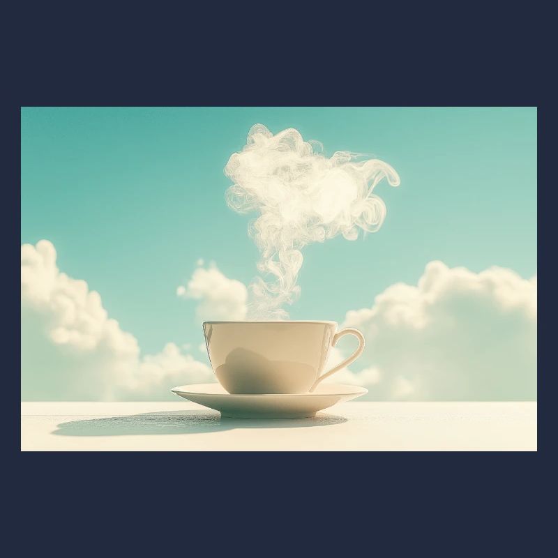Coffee cup in the cloudy sky