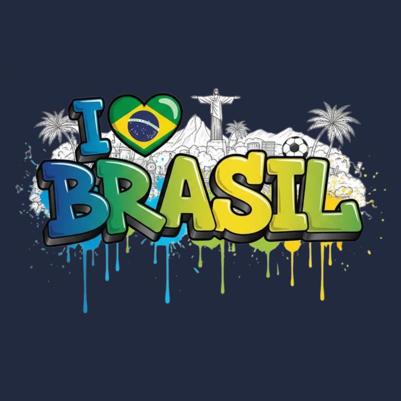 Brésil Amour drapeau Graffiti Tee Design