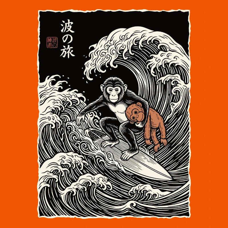 Ukiyo-e Baby Monkey Punch