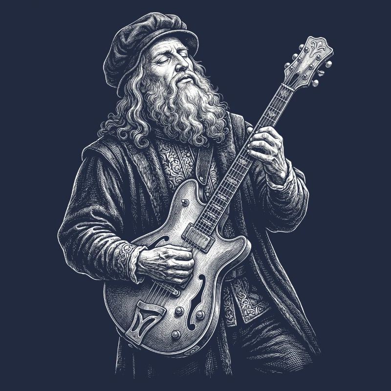 Leonardo Da Vinci plays guitar