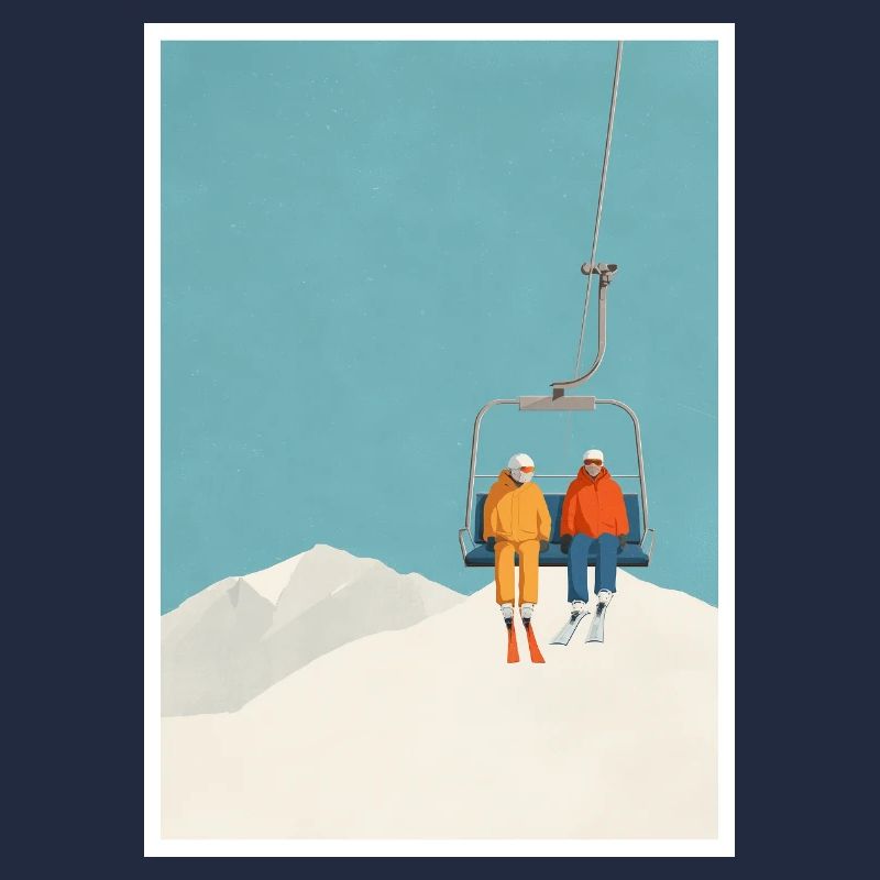 Duo de téléski enneigés