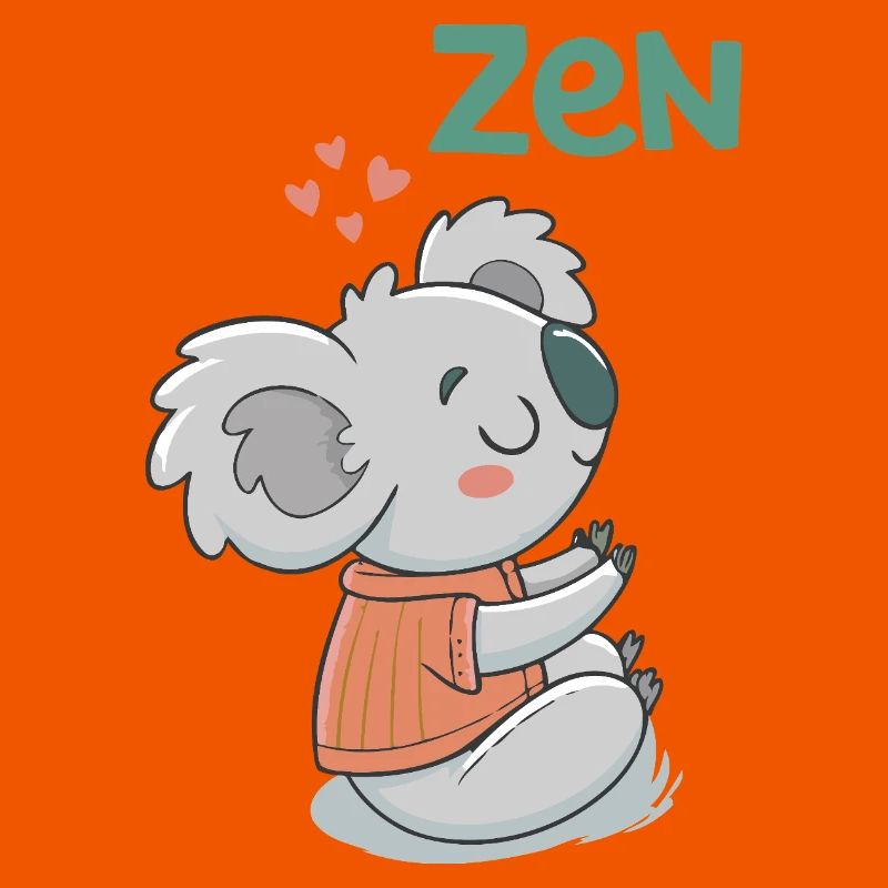 Koala Zen im orangefarbenen Pullover