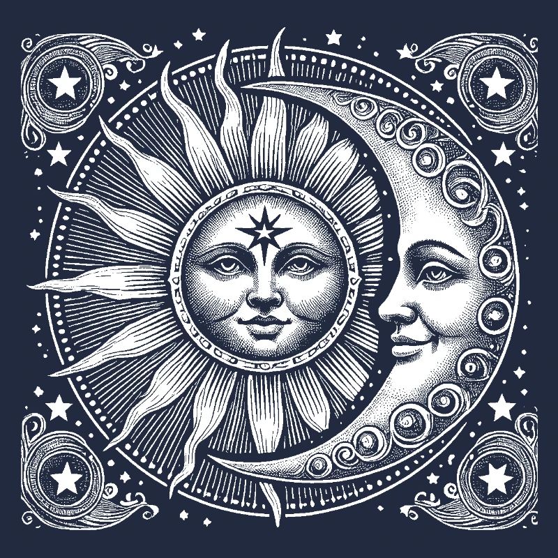 Soleil et lune avec visage