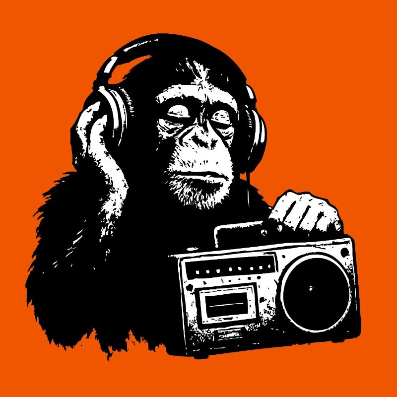 Monkey with cassette recorder