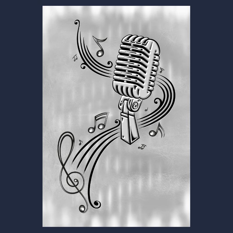 Microphone rétro avec micro en partition argent