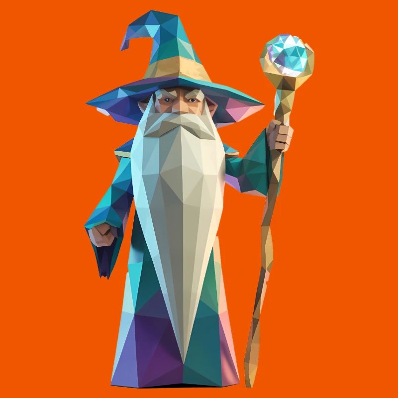 Wise Wizard - Cooles Low-Poly-Logo