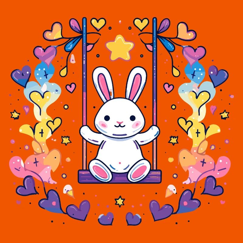 Design joyeux de balançoire de lapin