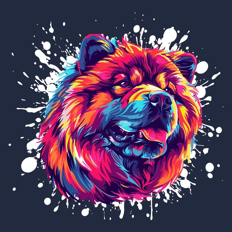 Portrait de chien aux couleurs néon avec éclaboussures