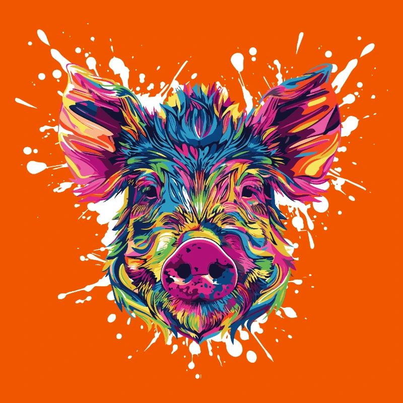 Farbexplosion Schweinekopf