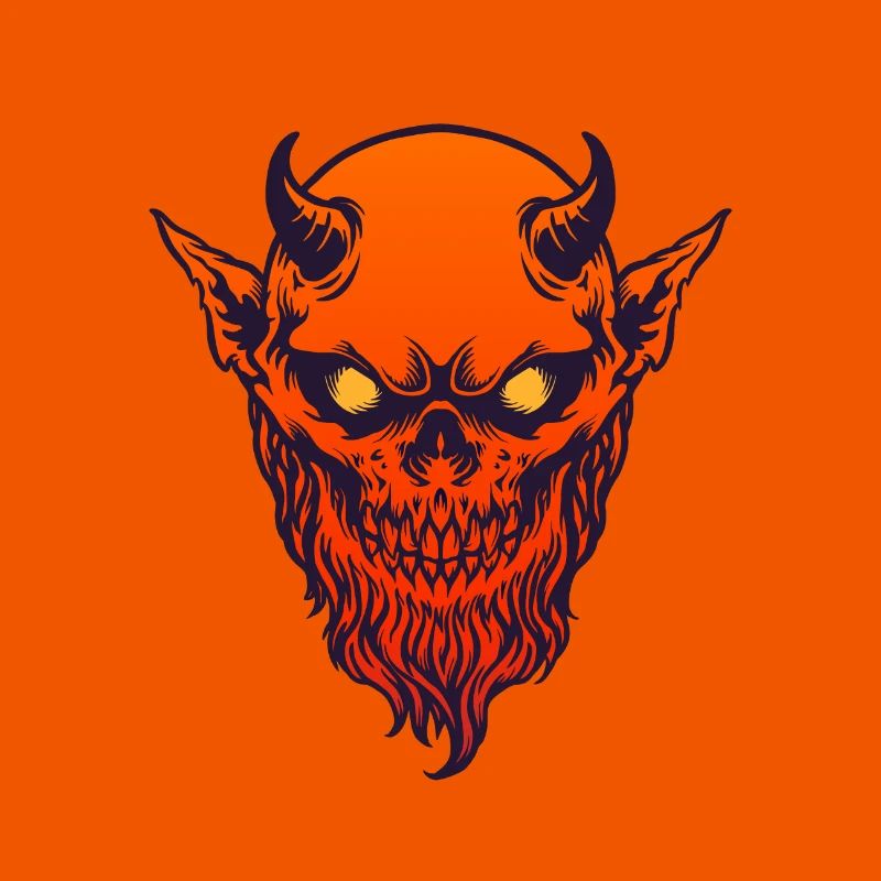 Devil Demon Rot mit Horn und Bart