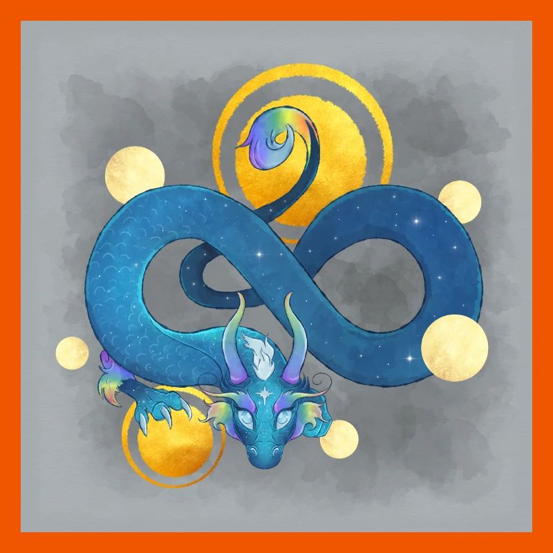 Blue Ink Spirits Poster - Regenbogenblauer Drache