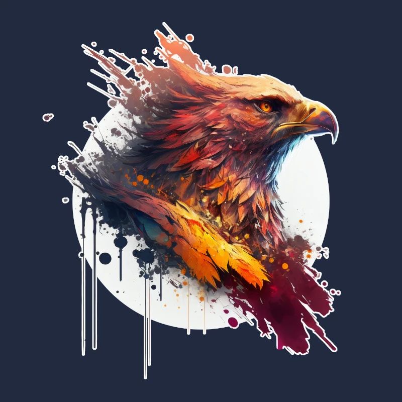 Red eagle with yellow eyes and white circle