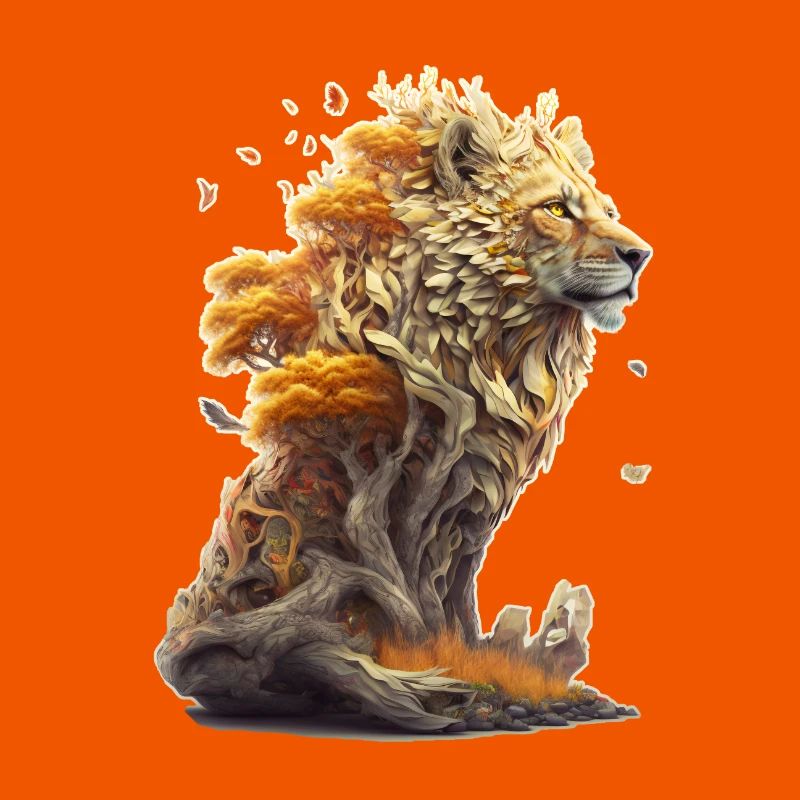 Löwe mit Savannen Elementen, Löwendesign
