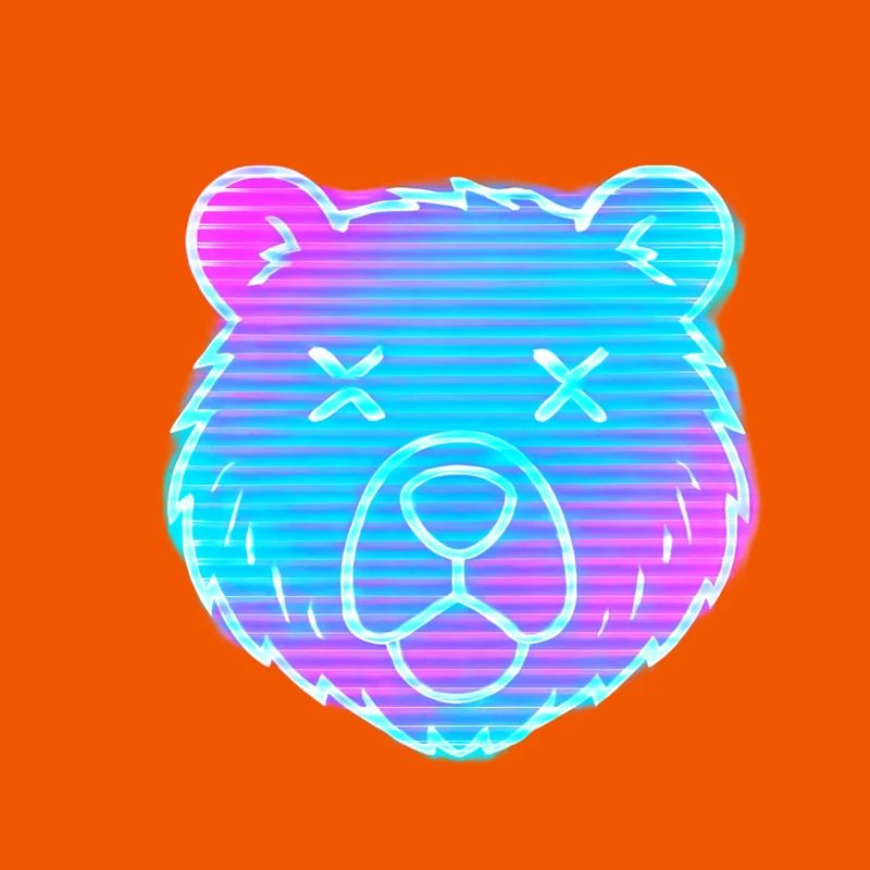 Neon Bear Head Gradient